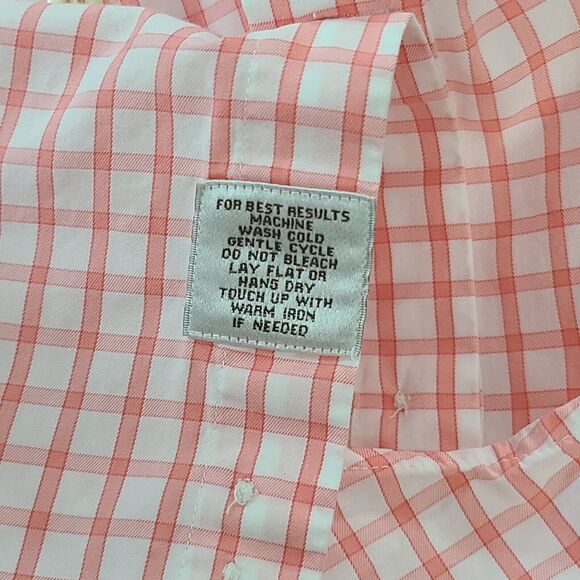 Peter Millar Men's Long Sleeve Button Up Shirt Pink White Plaid Large - Picture 7 of 7